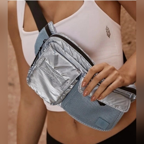 Free People Movement Courtside Cargo Sling Bag Light Blue NWT $68 - Picture 2 of 3